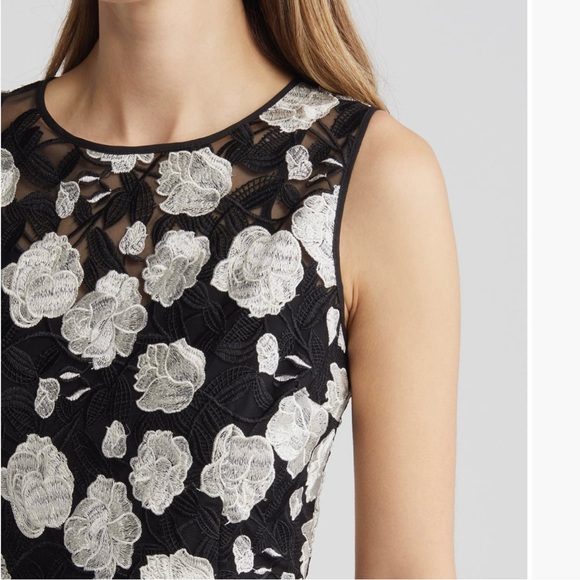 Sam Edelman Black White Floral Embroidered Lace Sheath Dress Size 8 NWOT - Picture 5 of 11